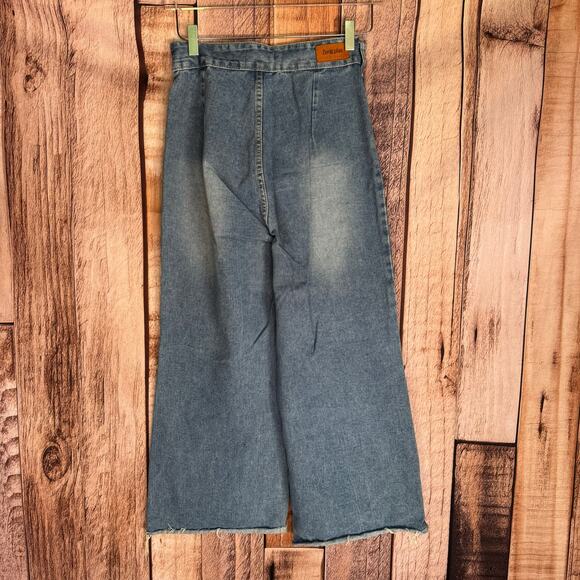 Zero Plus Cropped Denim Culottes Wide Leg Medium Wash Blue Jeans Size 27 Casual - Picture 2 of 10